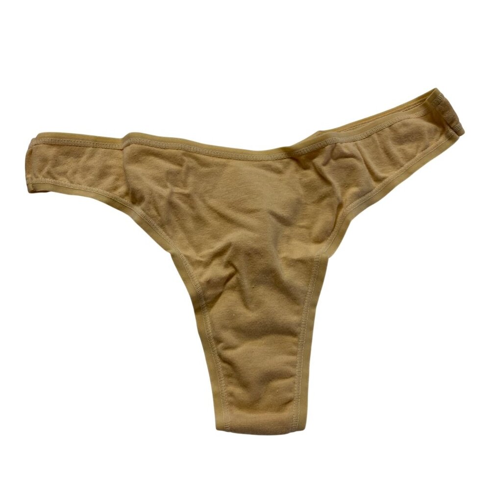Fredericks Of Hollywood Womens Size S Beige Cotton Thong Underwear NWT
